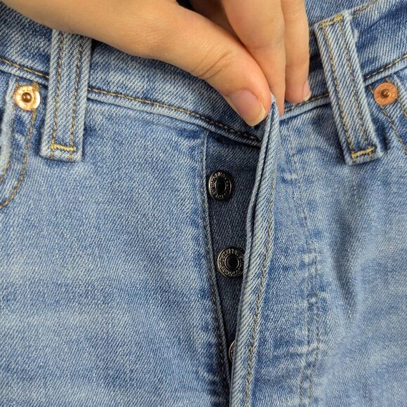 Levi's | Blue Distressed Ribcage Straight Jeans Size 27 - Picture 6 of 11